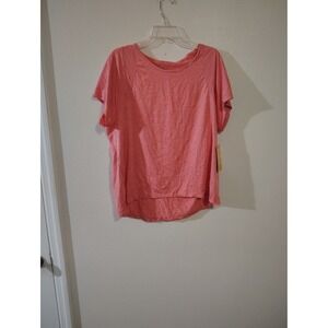 Avia Womens Performance Tee Coral Pink Space Dye Mesh Short Sleeve XL NWT